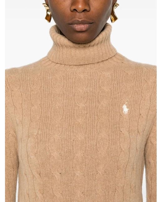 Polo Ralph Lauren Natural Turtle Neck Sweather With Logo