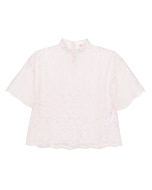 Ermanno Scervino Pink Sheer Chantilly-lace Top