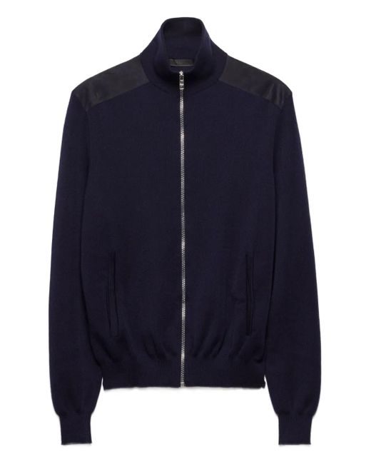 Prada Blue Cashmere Zipper Cardigan for men