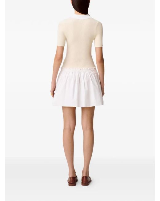 Claudie Pierlot White Short Bi-Material Dress