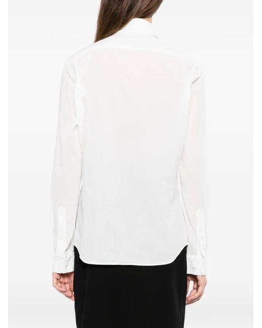 Yohji Yamamoto White Detachable-Collar Patch-Pocket Shirt