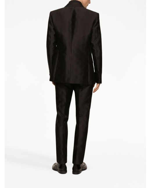 Dolce & Gabbana Black Double-breasted Monogram-print Suit for men