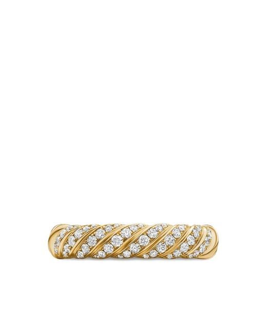 David Yurman Metallic 18Kt Sculpted Cable Diamond Band Ring (4.6Mm)