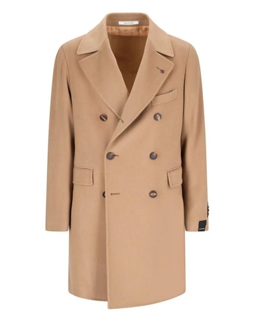 Tagliatore Natural Double-Breasted Button Coat for men