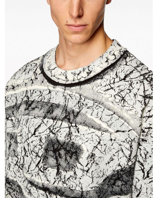 DIESEL Sweater Met Gebarsten Effect in het Gray voor heren
