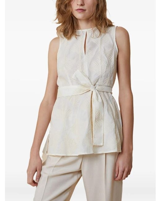 Pennyblack Natural Patterned-Jacquard Belted Vest
