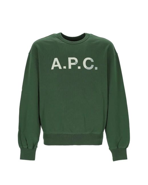 A.P.C. Green Logo-Print Sweatshirt for men