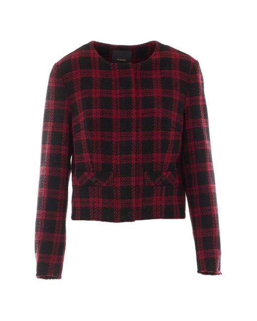 Pinko Red Tweed-Check Jacket