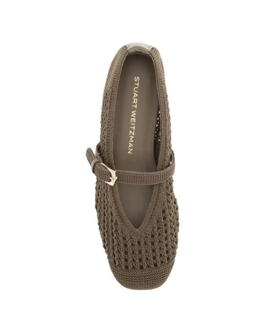 Stuart Weitzman Green Leora Strap Ballet Flats