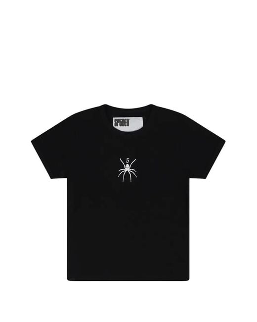 Sp5der Black T-Shirt À Col Rond