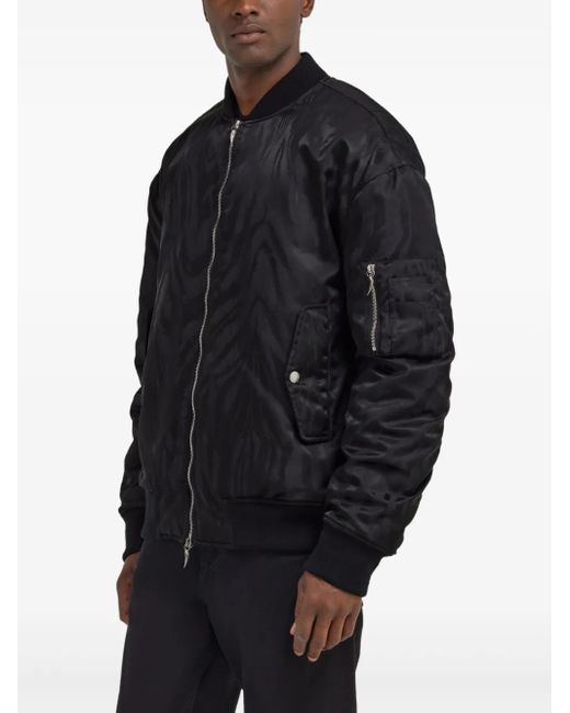 Roberto Cavalli Blue Zebra-Print Bomber Jacket for men