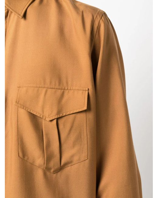 Bally Orange Pointed-Collar Silk Shirt for men