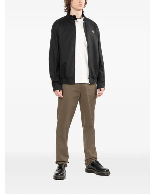 Fred Perry Black Logo-Embroidered Jacket for men
