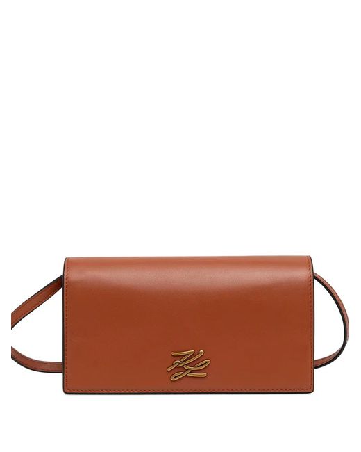 Karl Lagerfeld Brown K/Autograph Logo-Plaque Cross Body Bag