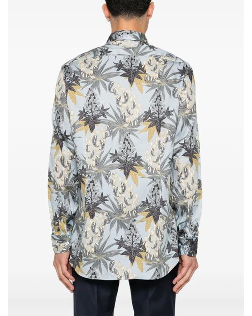 Etro Gray Foliage-Print Shirt for men