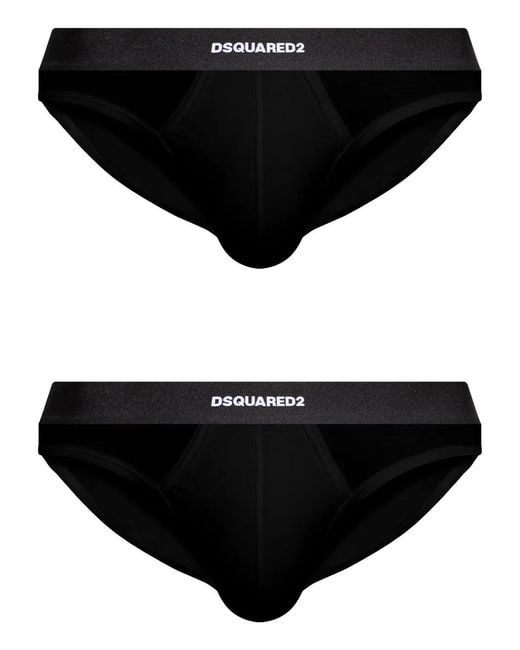 DSquared² Black Logo-Jacquard Briefs (Set Of Two) for men