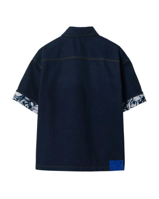Burberry Blue Contrasting-cuffs Denim Shirt for men