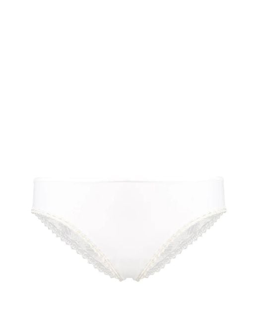 La Perla White Lace-Detail Briefs