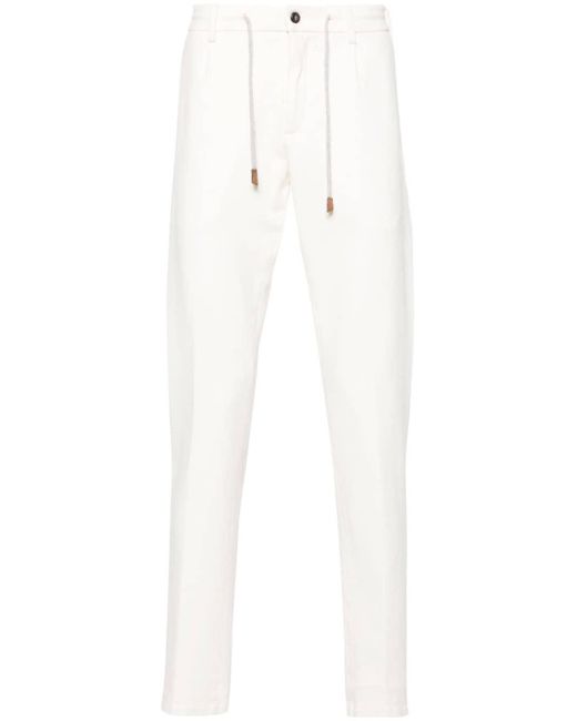 Eleventy White Drawstring-waist Tapered Trousers for men