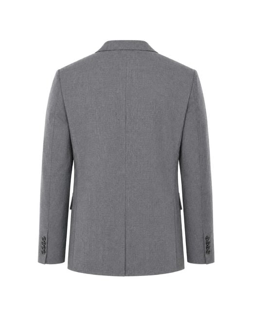 Paolo Pecora Gray Double-Breasted Patch-Pocket Blazer for men