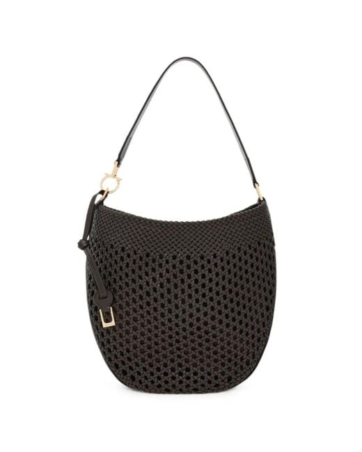 Ferragamo Black Woven Tote Bag (M)