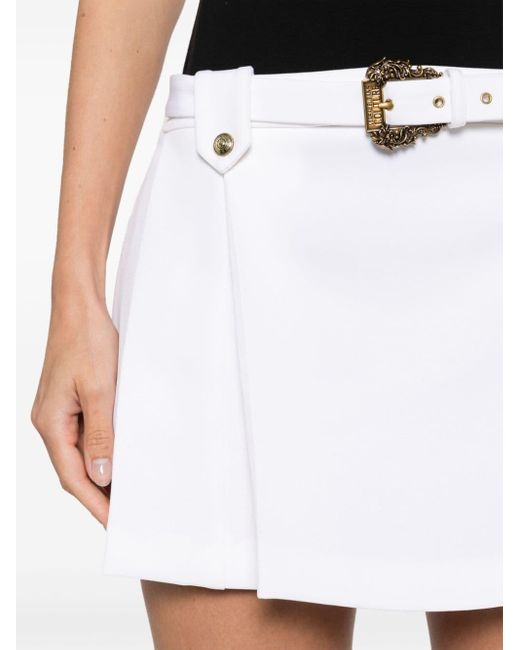 Versace White Pleat-detail Crepe Mini Skirt