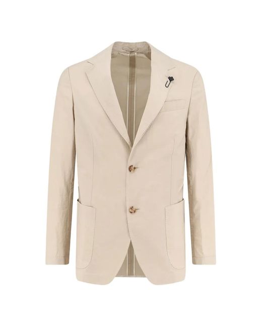 Lardini Natural Pin-Detail Notch-Lapel Blazer for men
