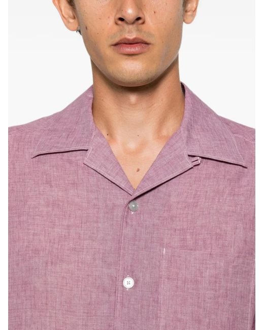 Zegna Pink Short-Sleeved Camp-Collar Shirt for men