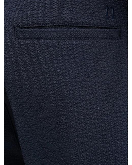 Les Deux Blue Seersucker-Textured Logo-Embroidered Shorts for men