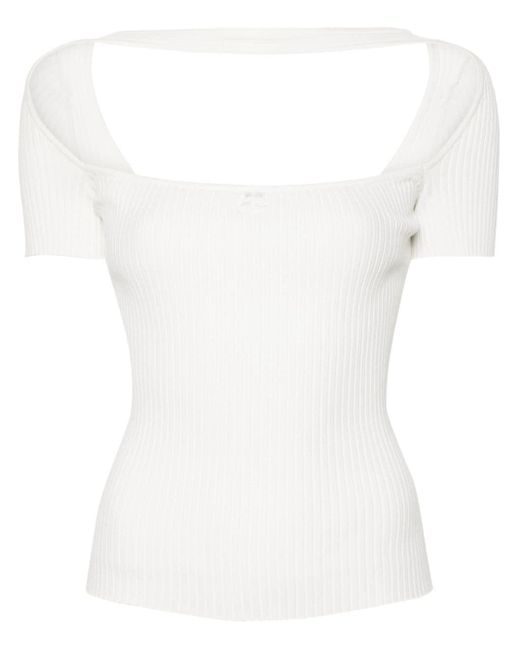 Courreges White Hyperbole Ribbed-knit T-shirt