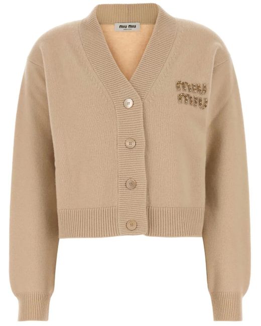 Cardigan di Miu Miu in Natural