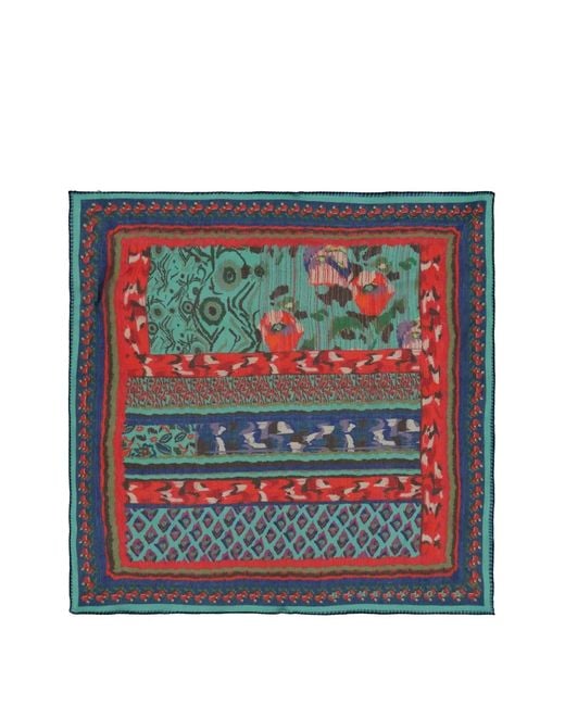 Bimba Y Lola Red Ikat Floral-Striped Scarf