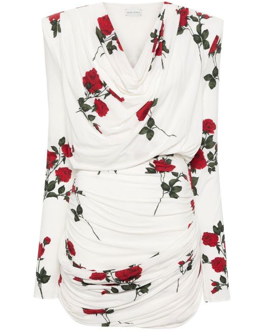 Vestido corto con estampado floral Magda Butrym de color White
