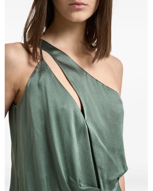 Semicouture Green Cut-Out One-Shoulder Top