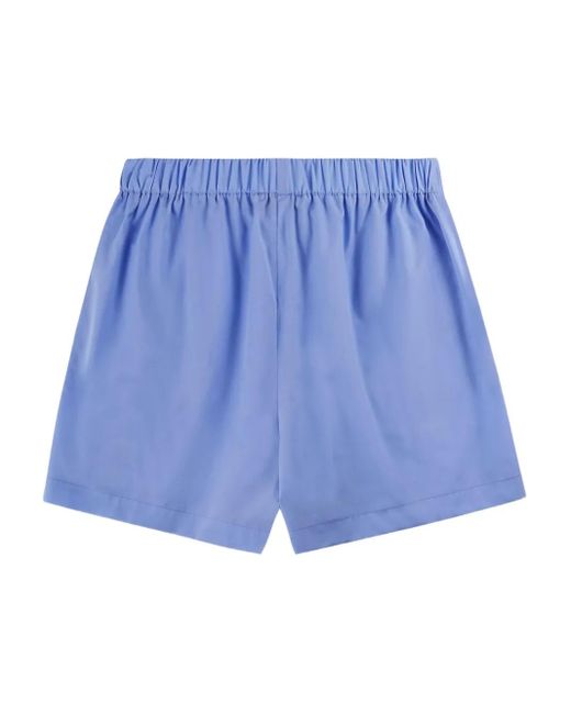 Sporty & Rich Blue Crown Tennis Embroidered-Logo Shorts