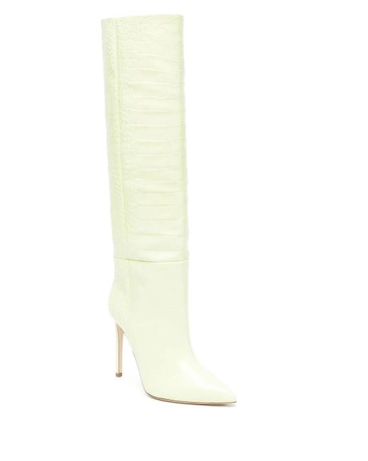 Paris Texas White Crocodile-Texture Stiletto Long Boots