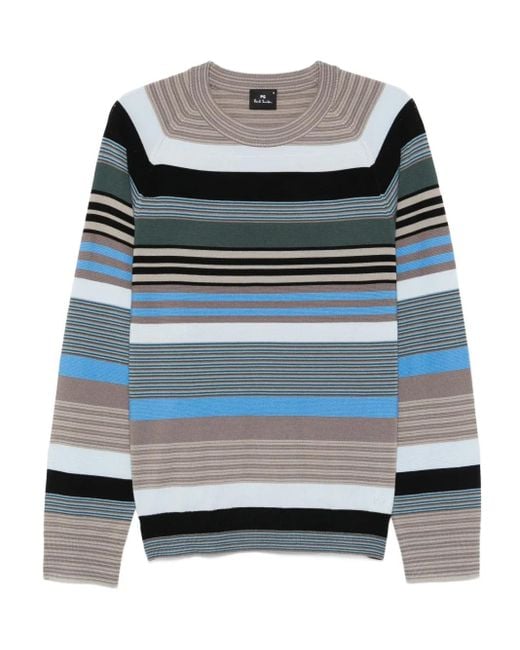 Paul Smith Gray Striped Wool Sweater for men