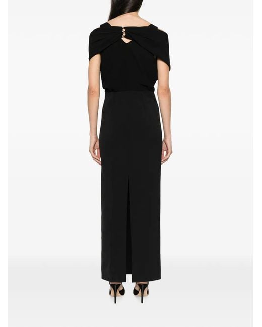 Patrizia Pepe Black V-Neck Zip-Fastening Maxi Dress