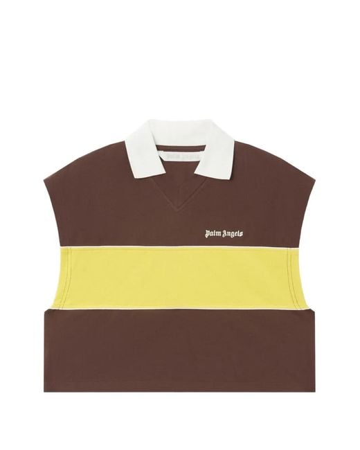 Palm Angels Brown Classic Logo Boxy Polo Top