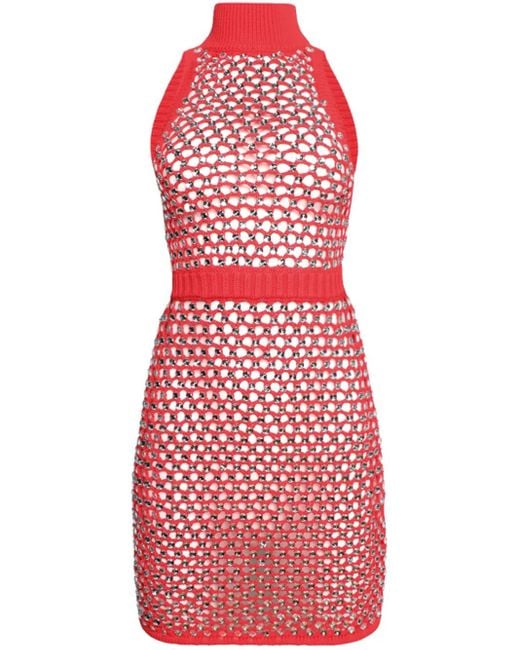 DIOTIMA Opengebreide Mini-Jurk in het Red