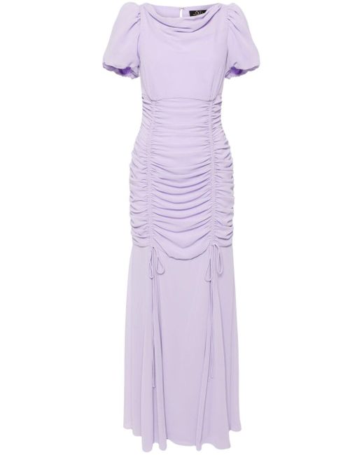 De La Vali Purple Amandine Ruched Maxi Dress