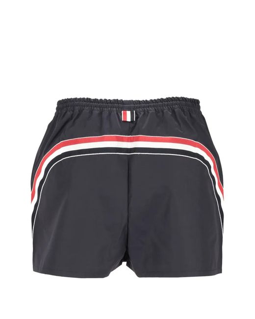Thom Browne Black Stripe Drawstring Shorts