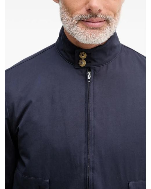 Benetton Blue High-Neck Zip-Up Bomber Jacket for men