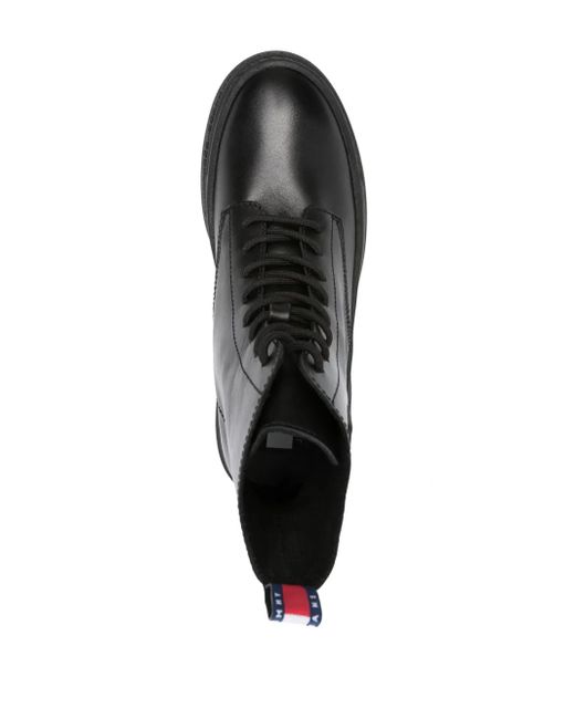 Tommy Hilfiger Black Foxing Lace-Up Leather Boots for men