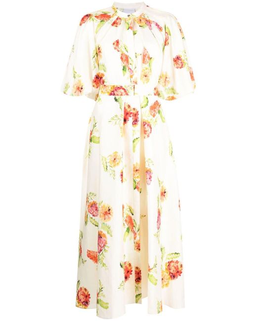 Acler Metallic Cranhurst Floral-print Midi Dress