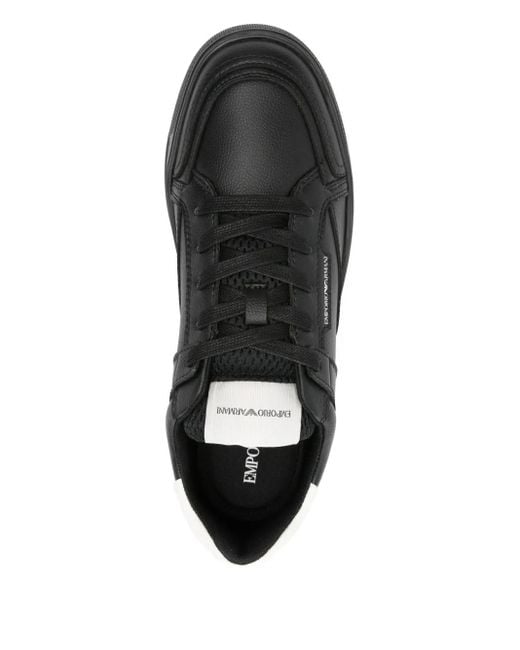 メンズ Emporio Armani Leather Sneakers Black