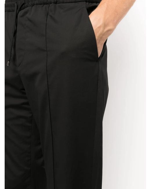 Valentino Garavani Black Straight-Leg Drawstring Cotton Trousers for men
