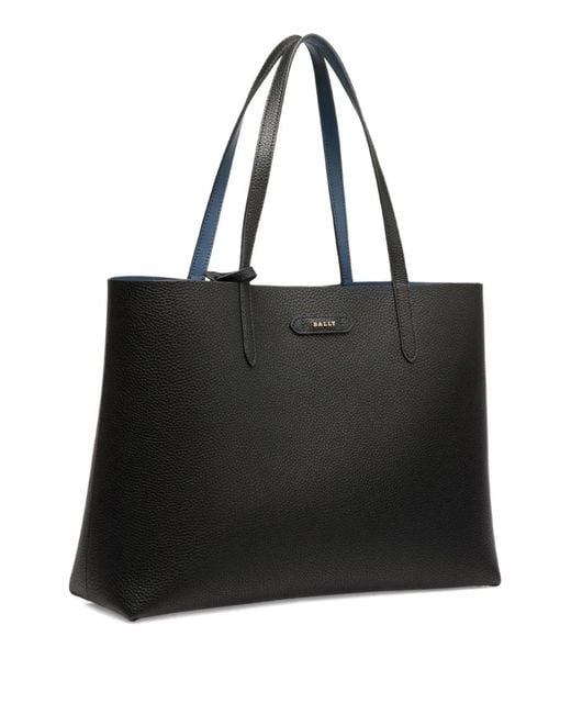 Bally Black Grained Logo Tote Bag