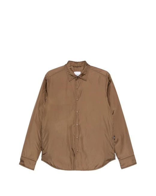 Aspesi Brown Padded Press-Stud Shirt for men
