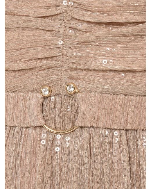 Nissa Natural Sequin-Applique Maxi Dress